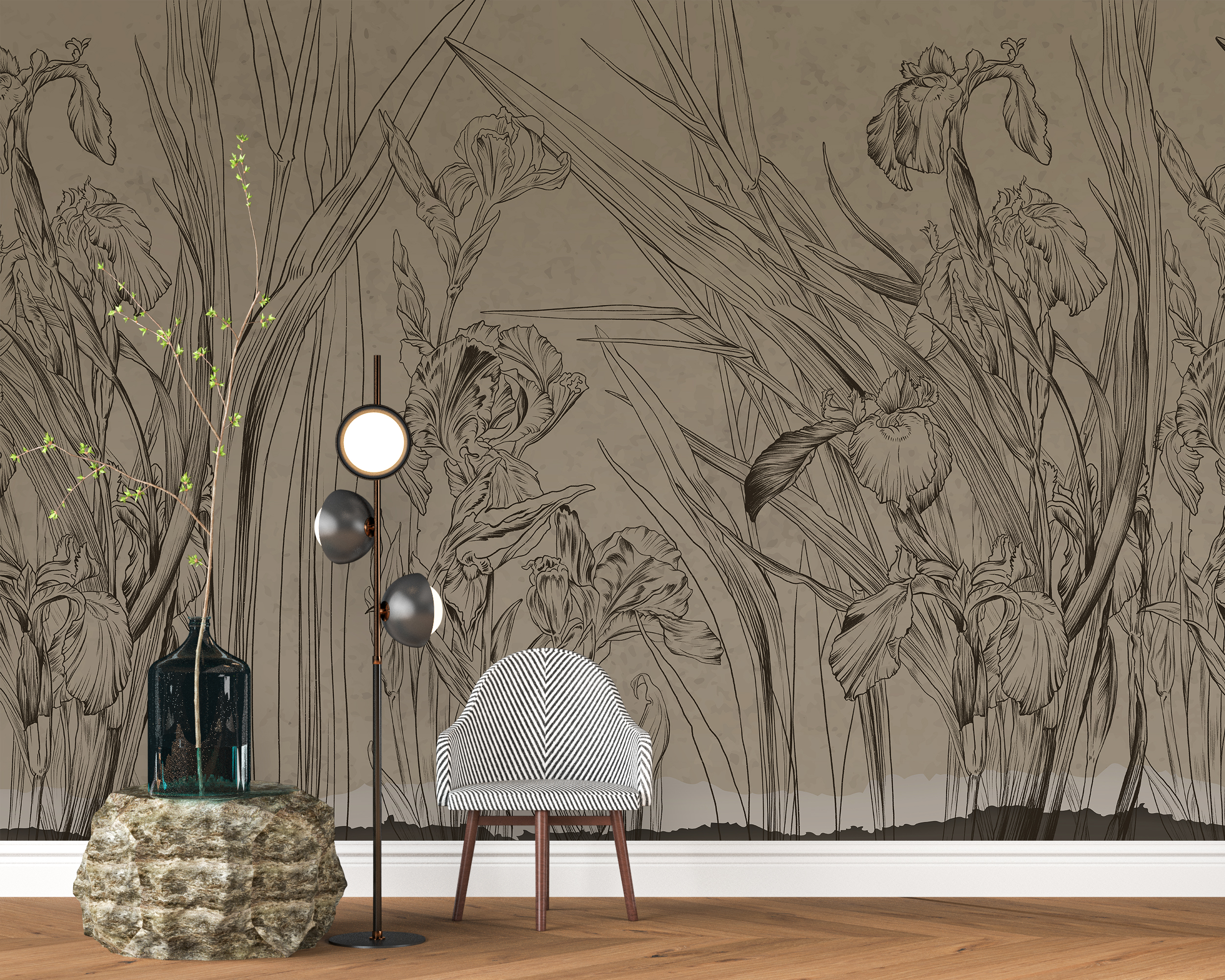 Väggmålning Höga blommor