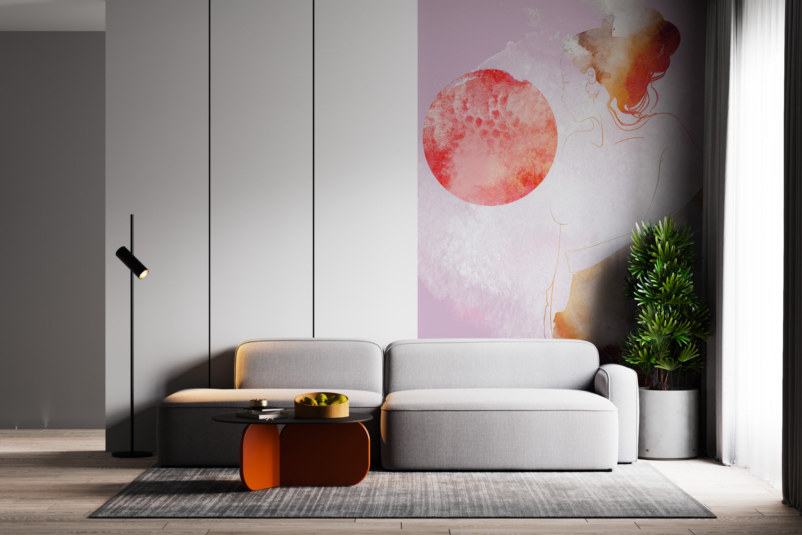 Väggmålning Kontur av en kvinna