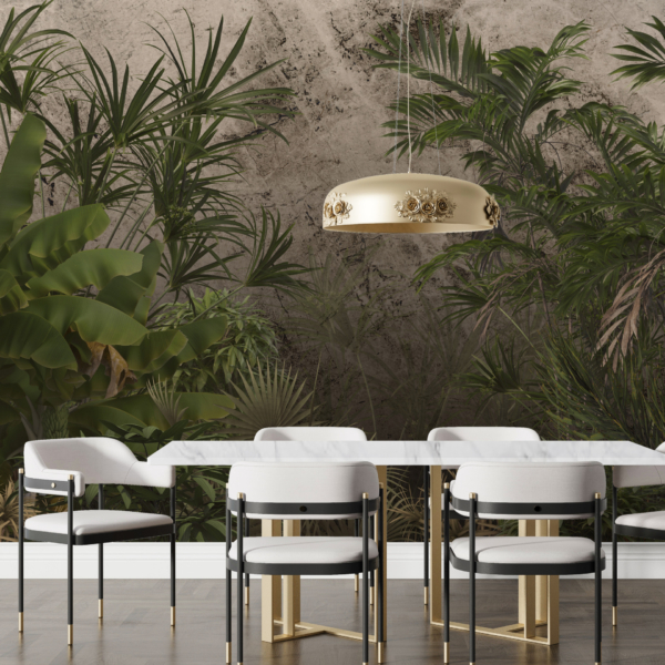 Fototapete Grüne Tropen auf grauem Hintergrund