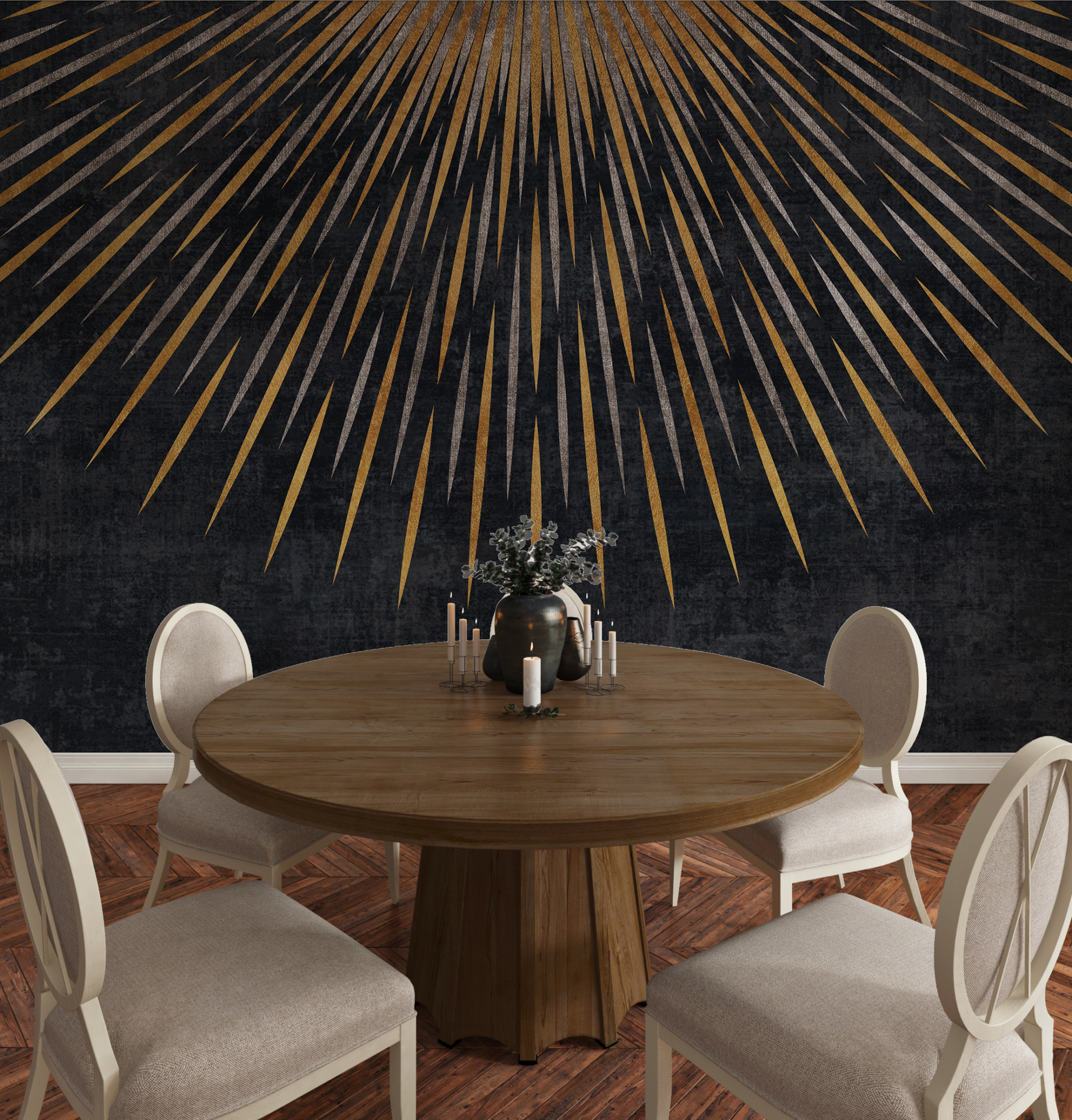 Fototape av guldstrålar på en grafitbakgrund