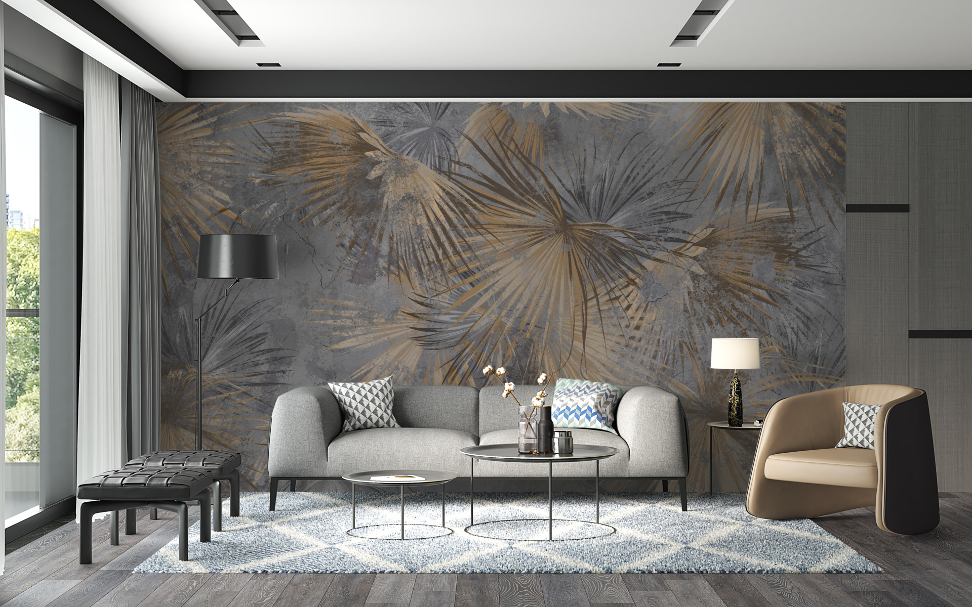 Fototapet Guld av utvikta blad