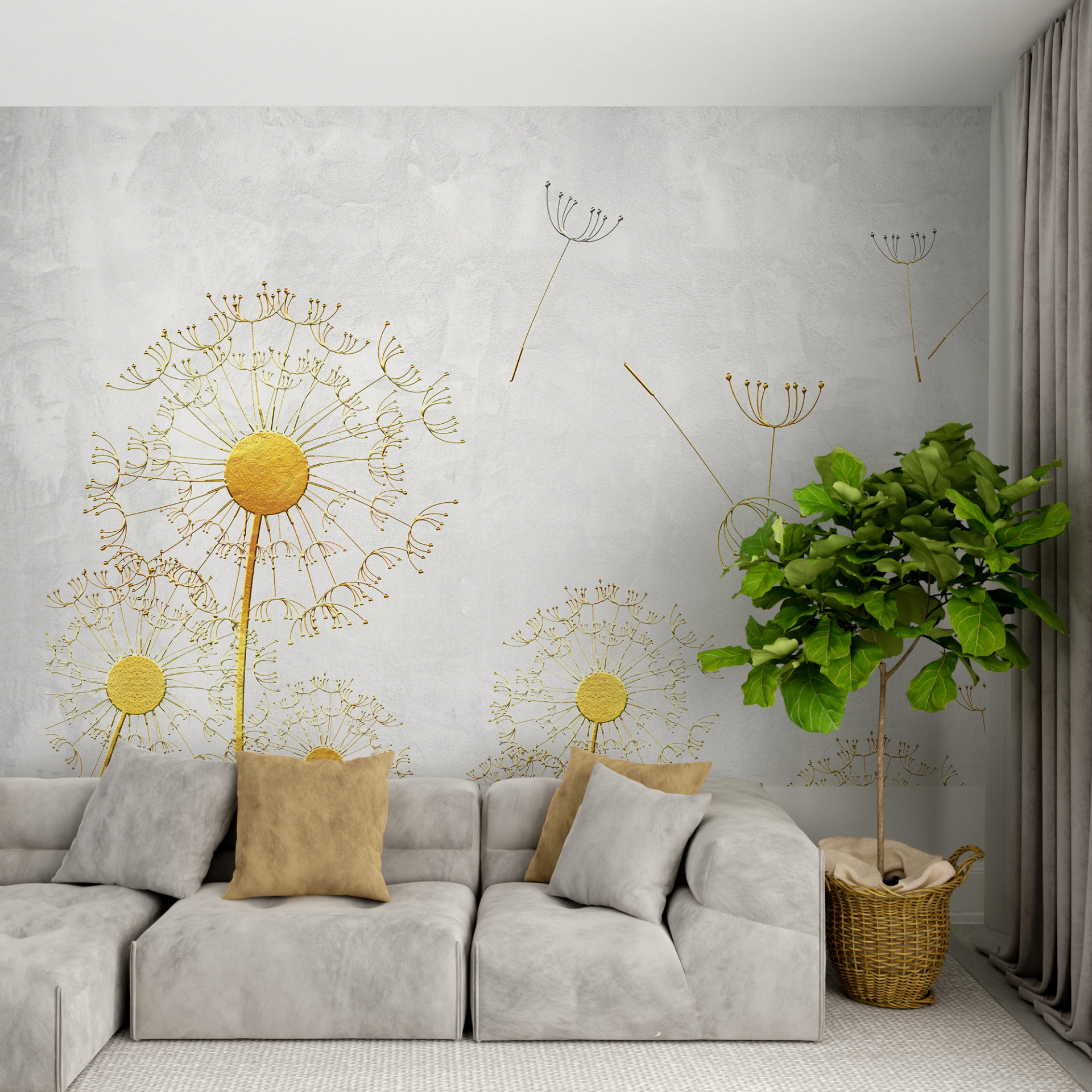 Väggmålning Yellow Blowers