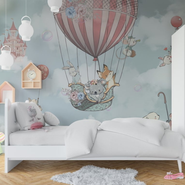 Tapete Tiere in einem bunten Ballon