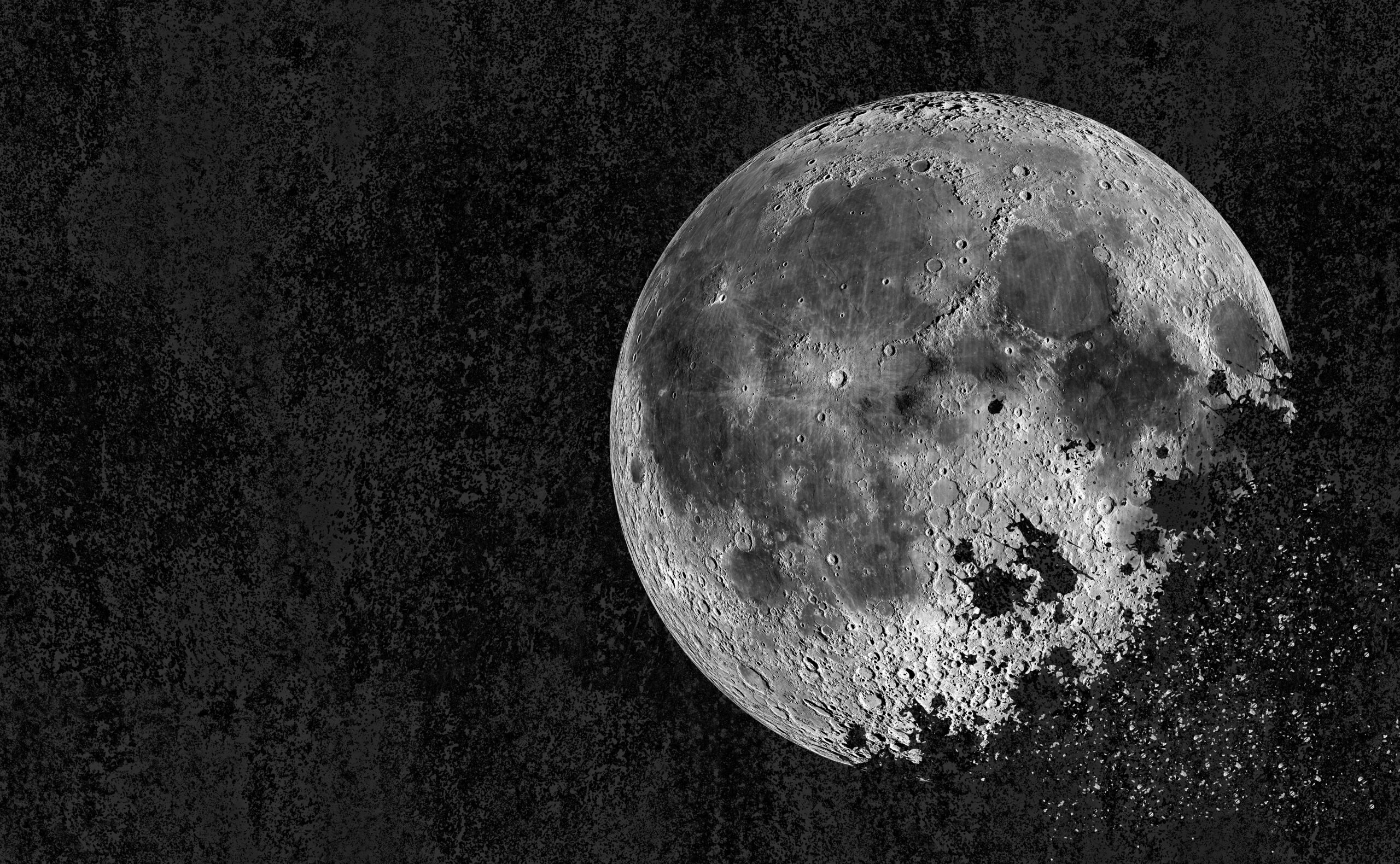 3d,Wallpaper,Design,With,A,Dissolved,Moon,On,A,Black