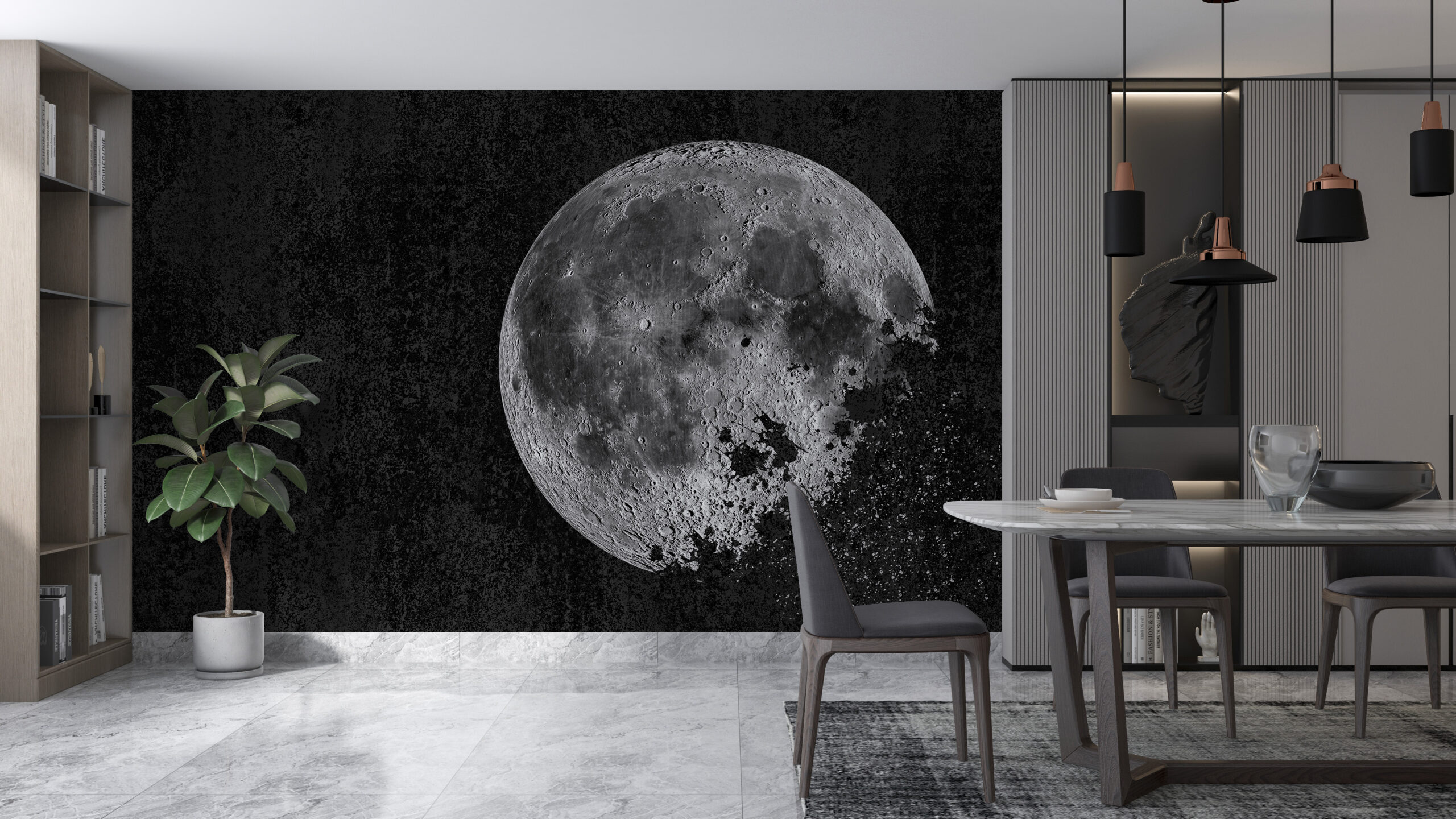 Wandmalerei Mond Schwarz