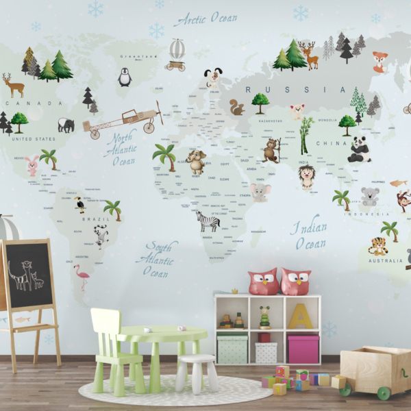 Wallpaper Weltkarte Blau