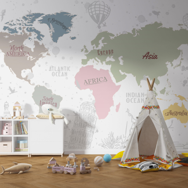 Wallpaper Weltkarte Weiß