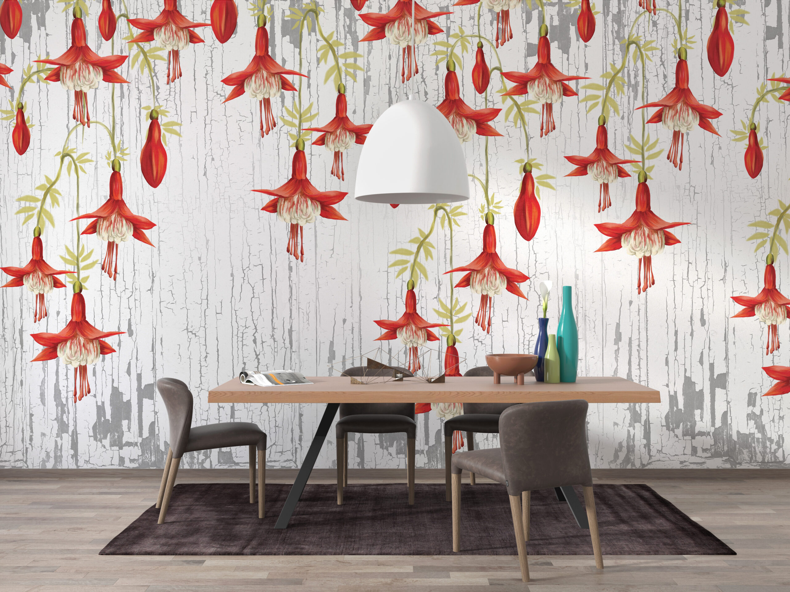 Bakgrund Hängande röda blommor