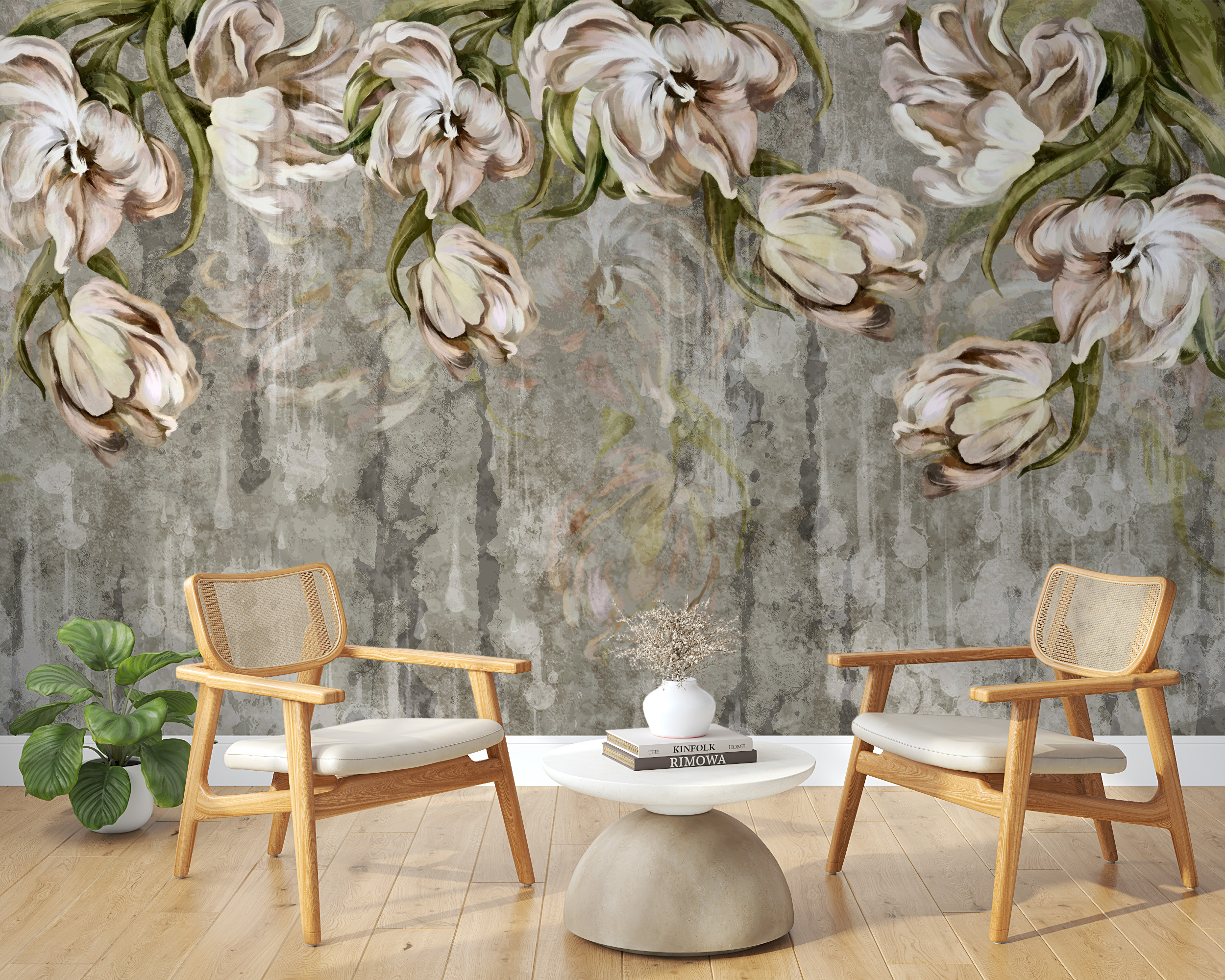 Bakgrund Hängande blommor på en mörk bakgrund