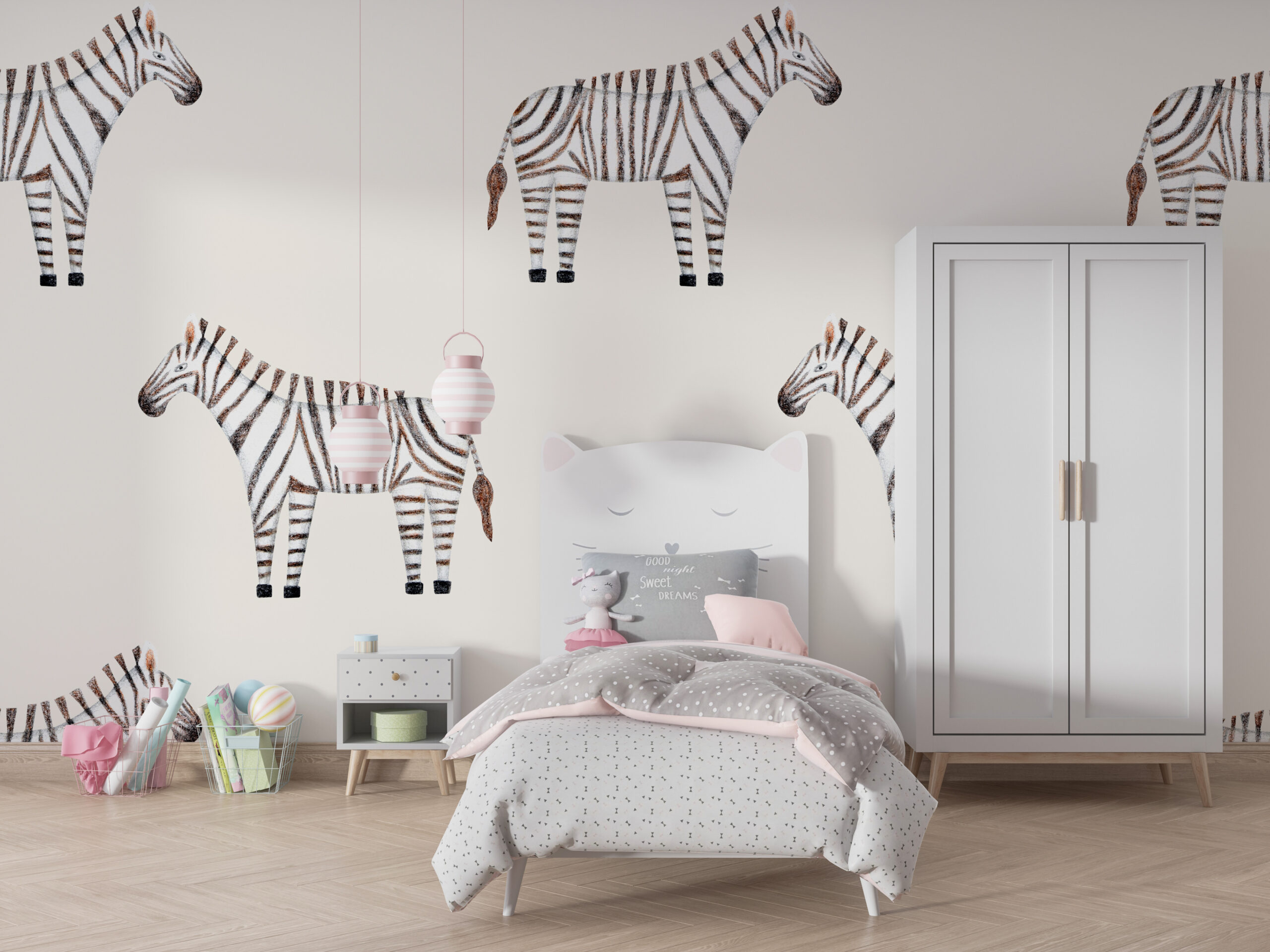 Väggmålning av zebror