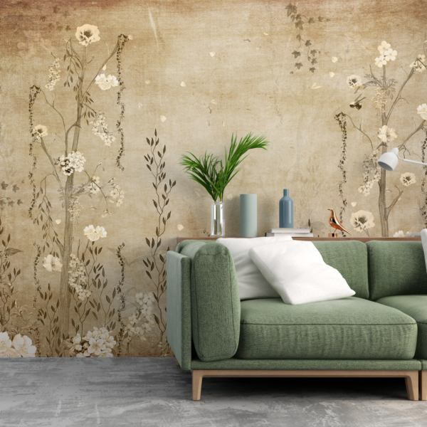 Fototapete mit Pflanzen in Braun und Beige