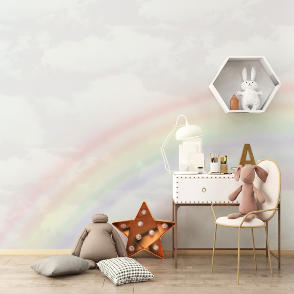 Wandmalerei Regenbogen inmitten der Wolken