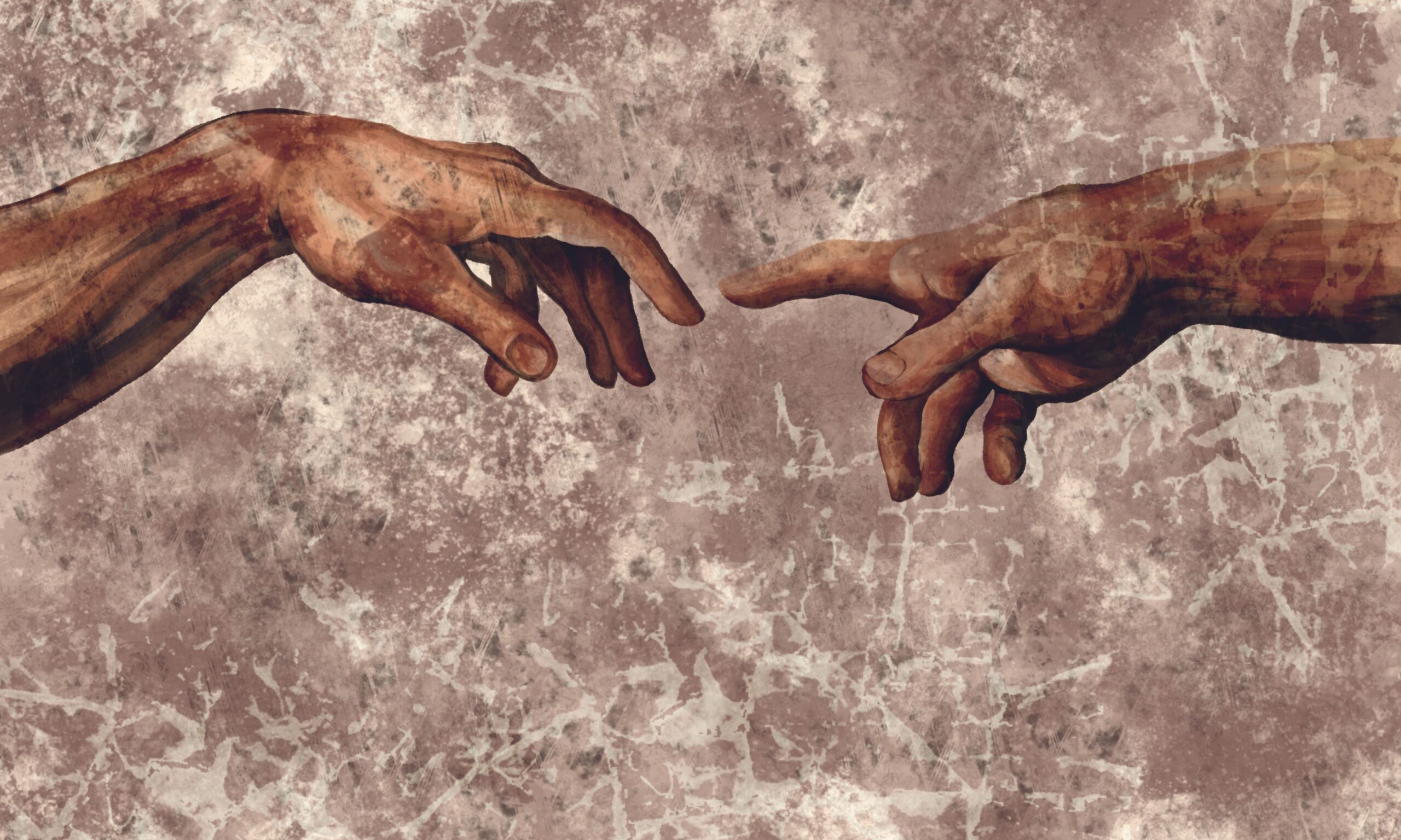 Texture,Wall,With,Hand-drawn,Fingers,Trying,To,Touch,Each,Other