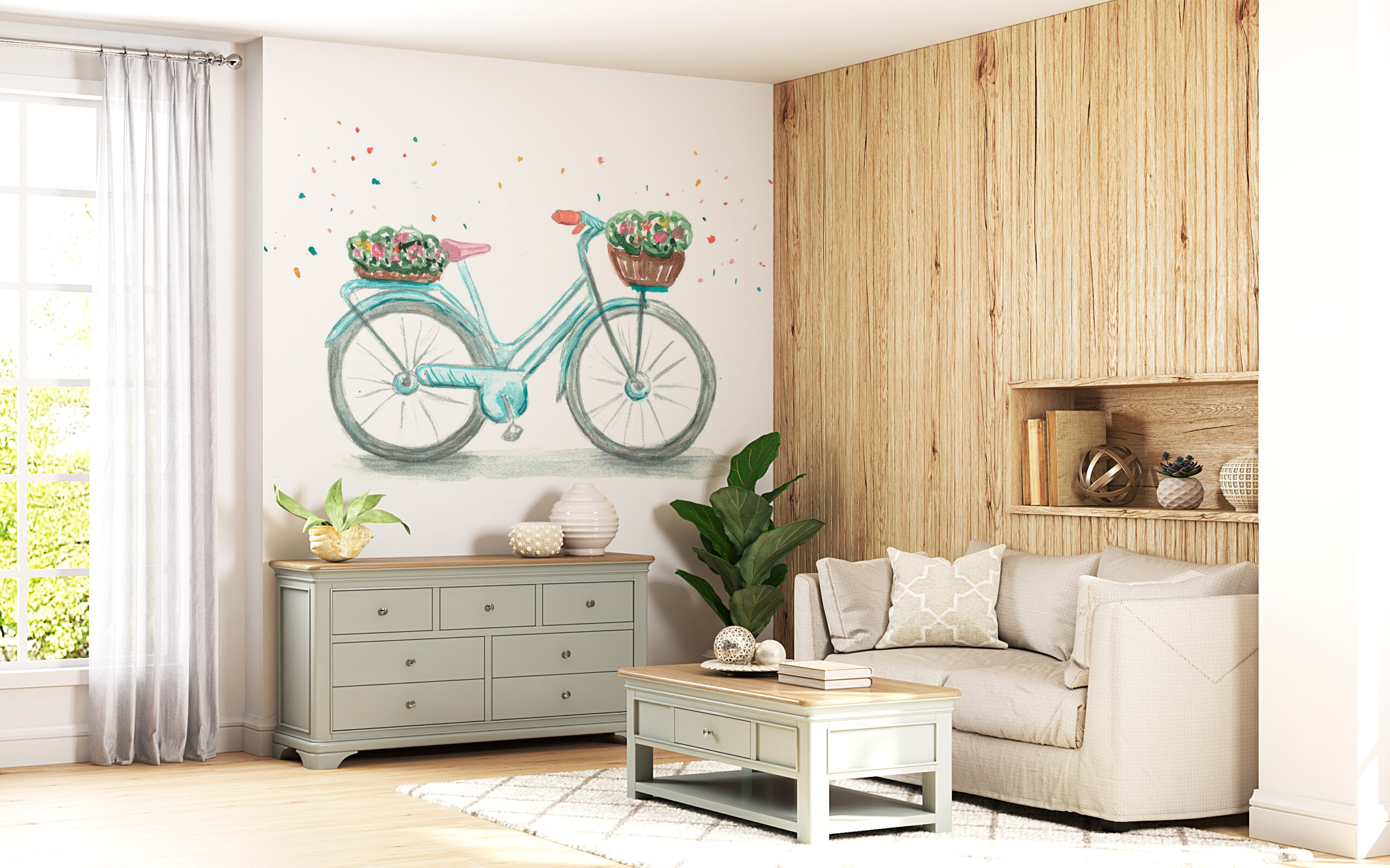 Väggmålning Turkos cykel