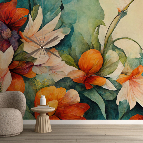 Wandmalerei Aquarell Blumen