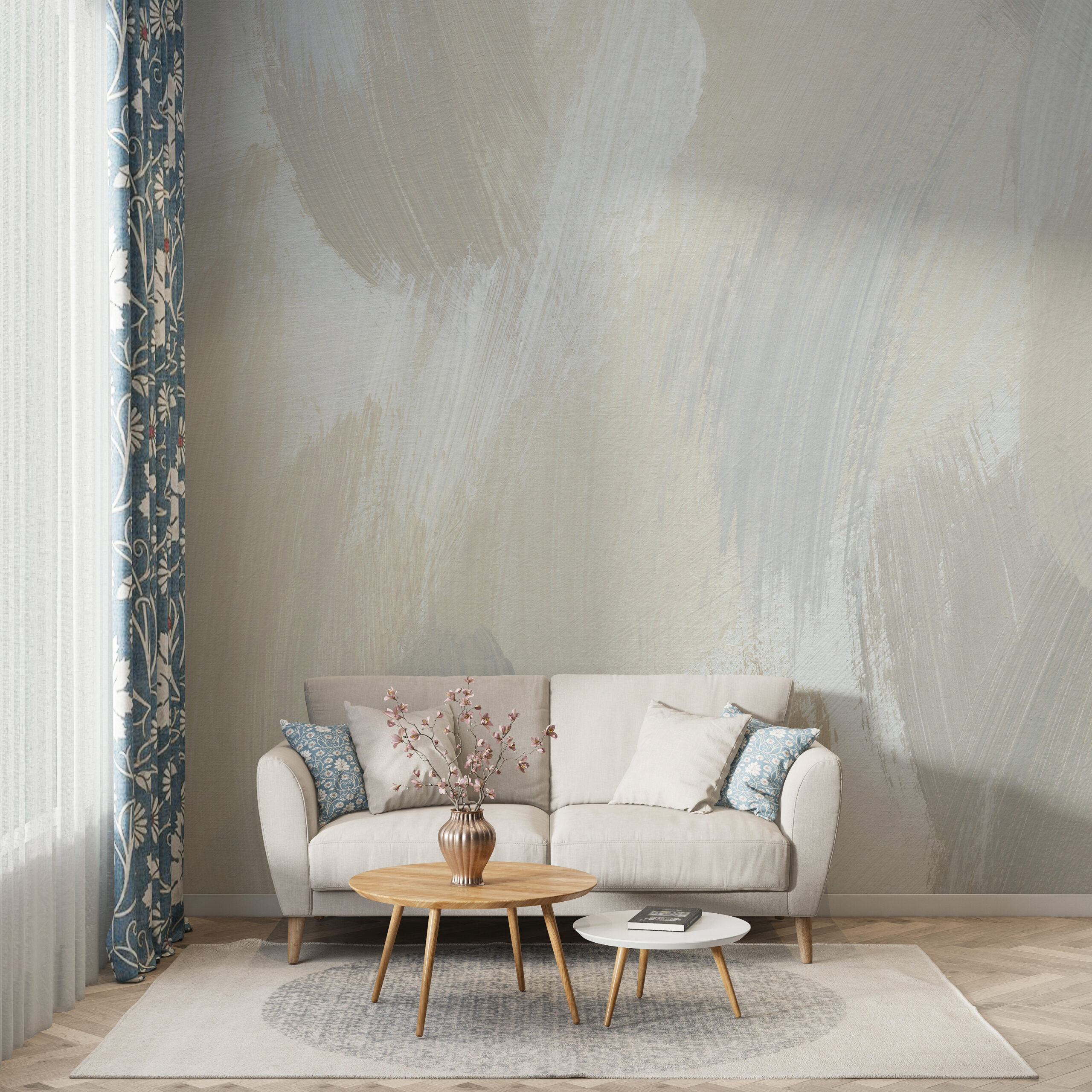 Väggmålning Grå Beige