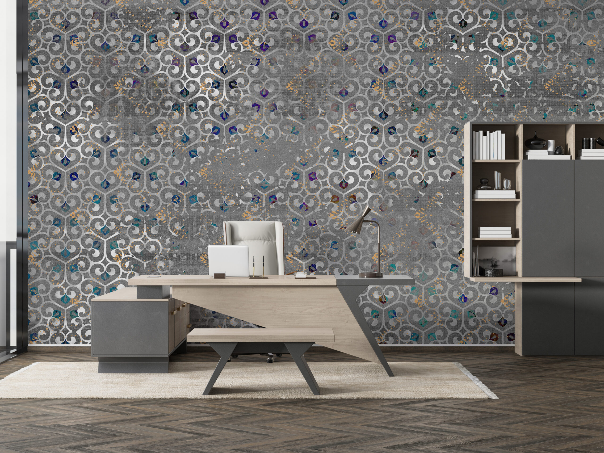 Fototapet Grå Mandala