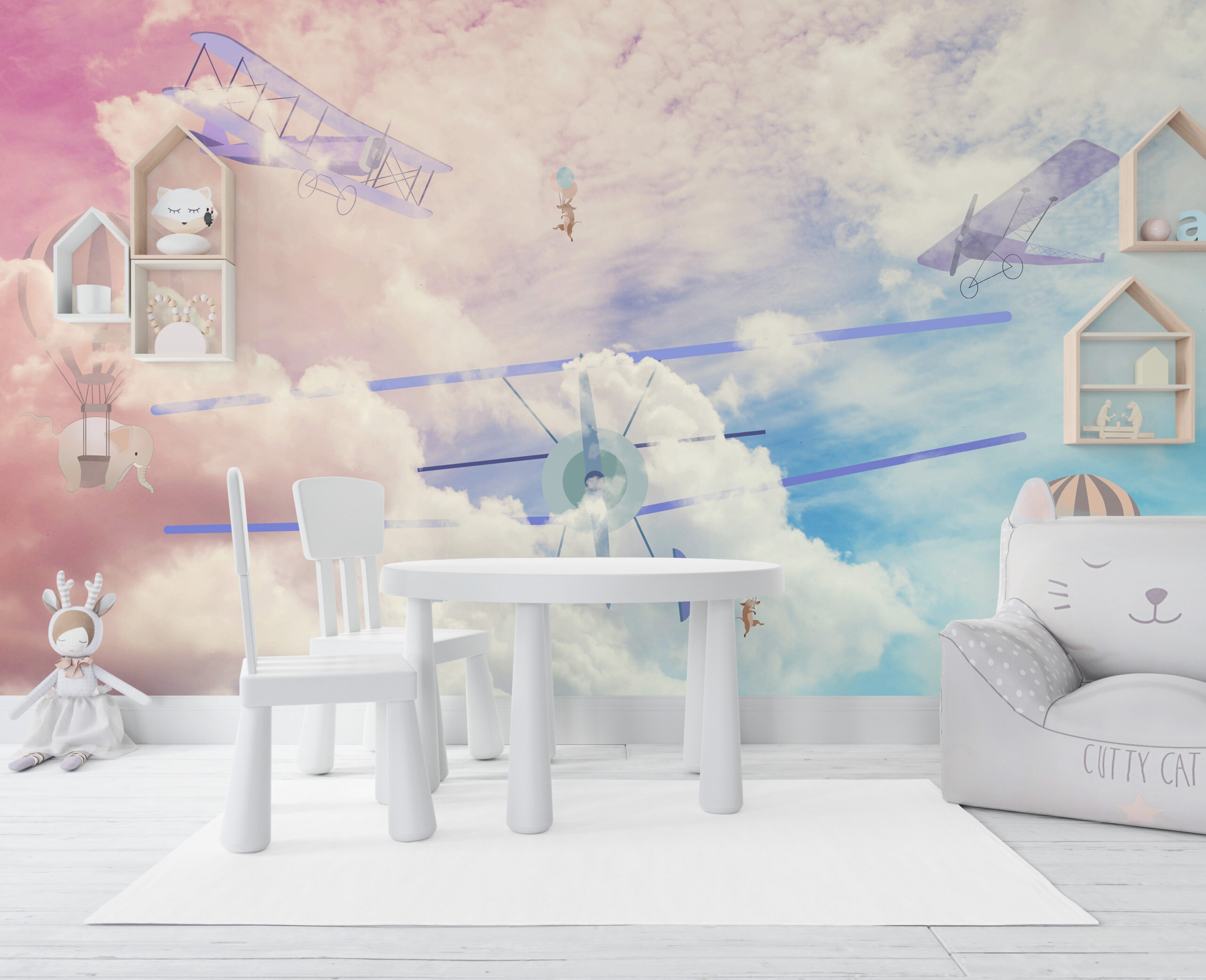 Fotomural tapet Flyg i pastellmoln