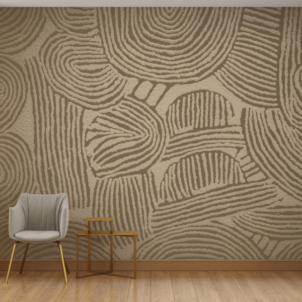 Wandgemälde in Braun und Beige