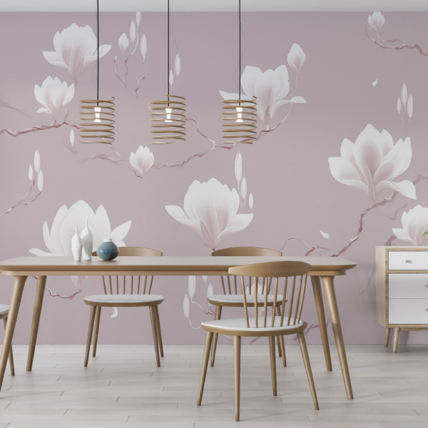 Fototapete Weiße Lilien in Rosa