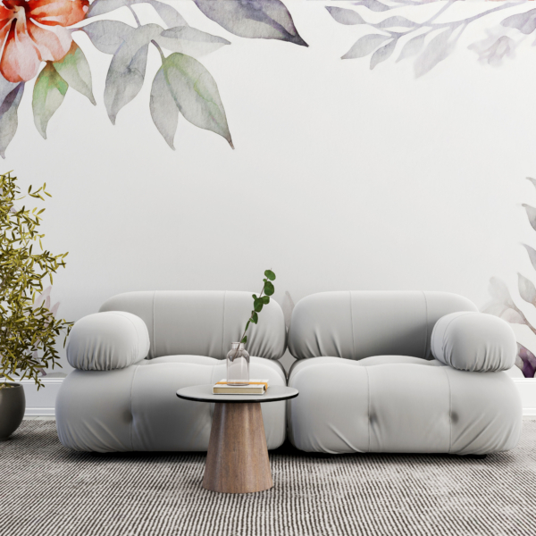 Fototapete Blumen mit orangefarbenem Akzent