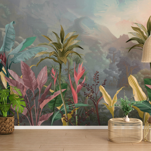 Tropisch Rosa Tapete