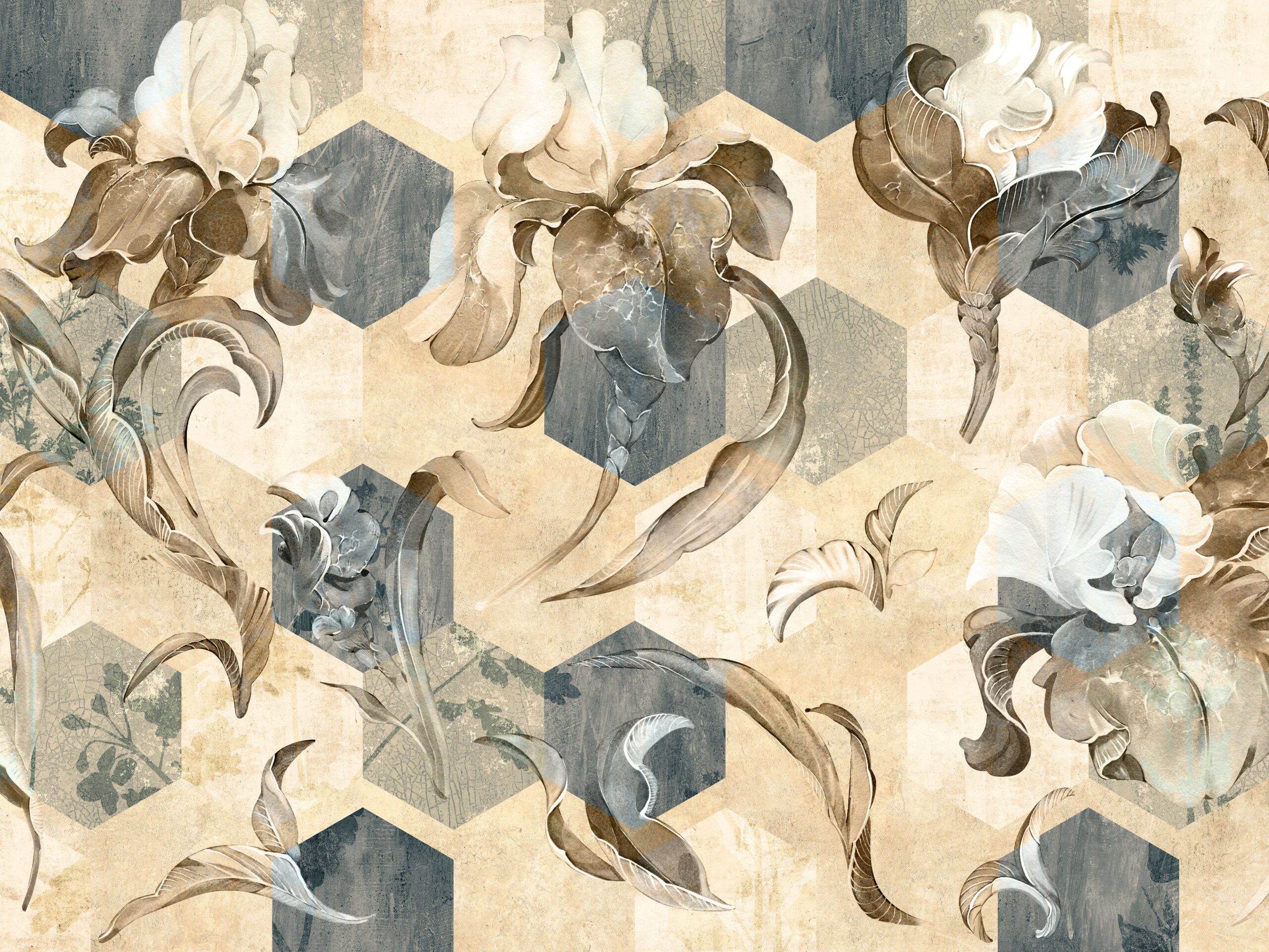 Different,Color,Flower,Pattern,Design.,Mural,And,Wallpaper,Design.