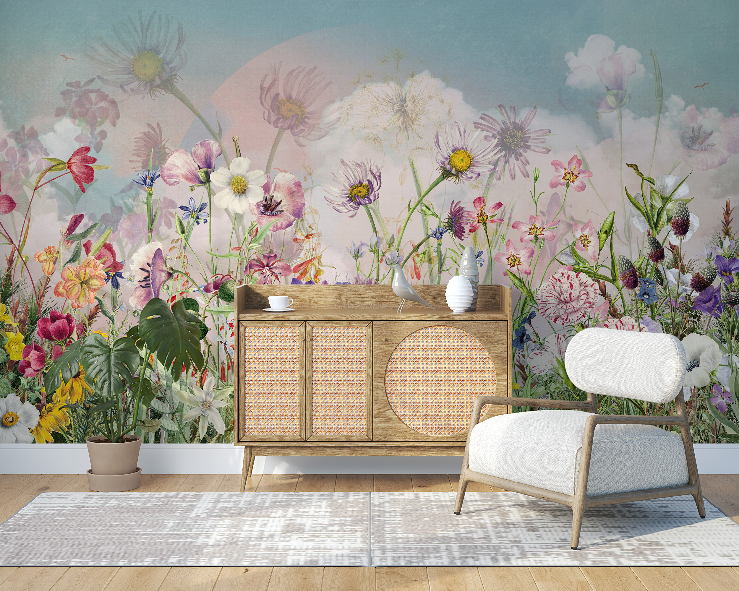 Bunte Wiese Tapete