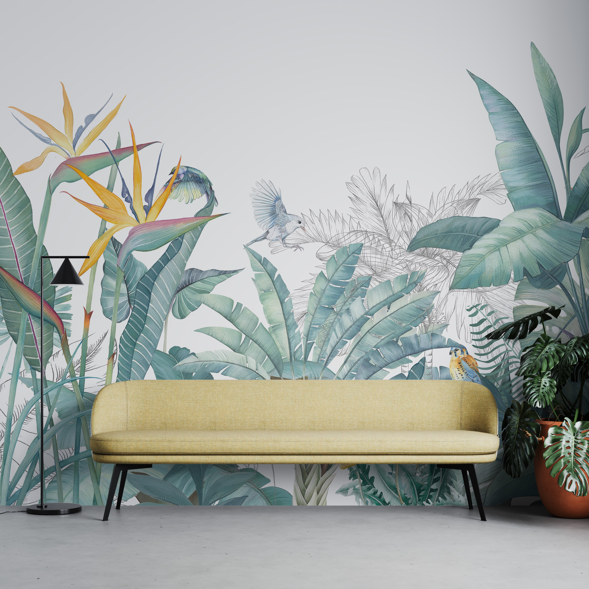 Fototapete - Blätter auf weißem Hintergrund