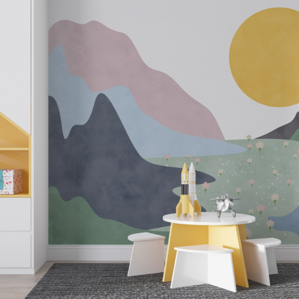 Fotomalerei Pastell Lichtung in den Bergen