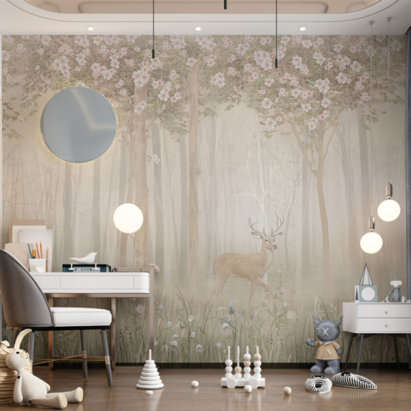 Wandbild Hirsche vor einem Waldhintergrund