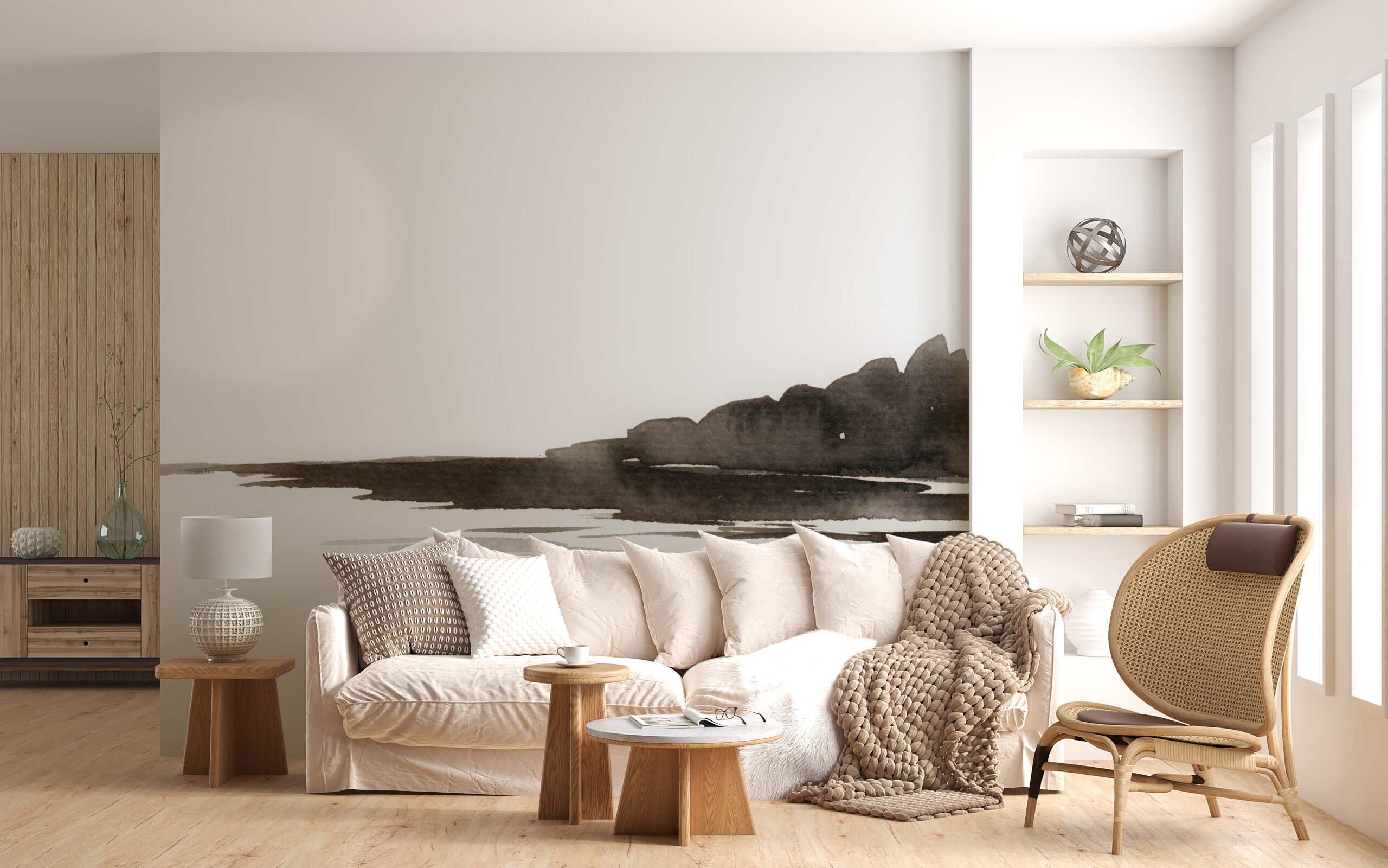 Väggmålning Sol på sjön