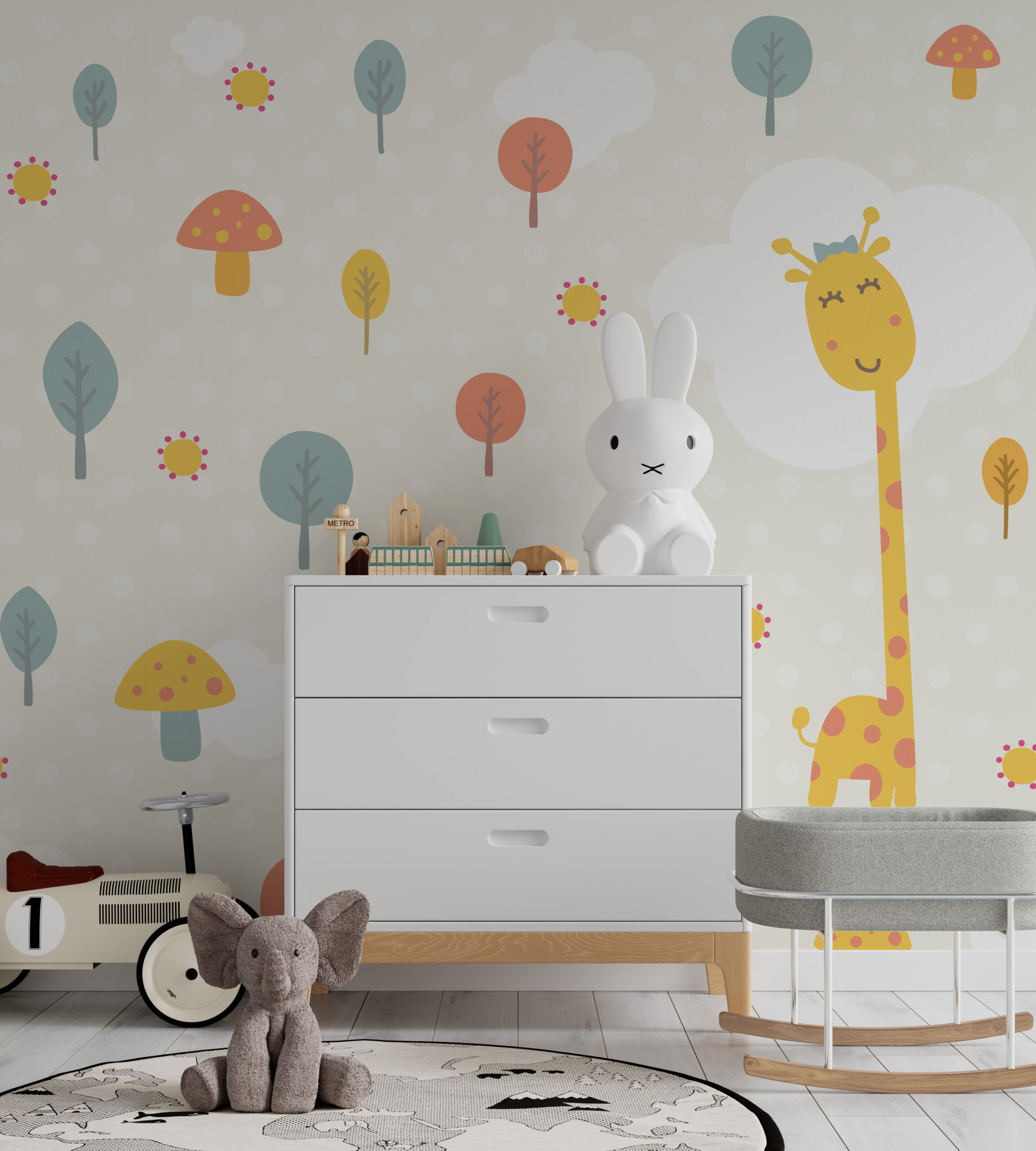 Fotomural pastellfärgad skog