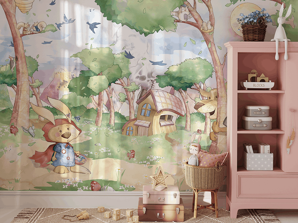 Fototapeta Zajączek W Roli Czerwonego Kapturka