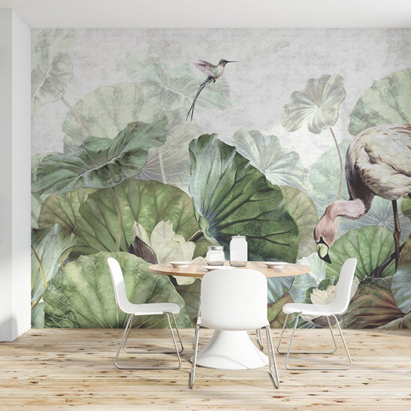 Fototapeta Lilie Wodne i Flaming