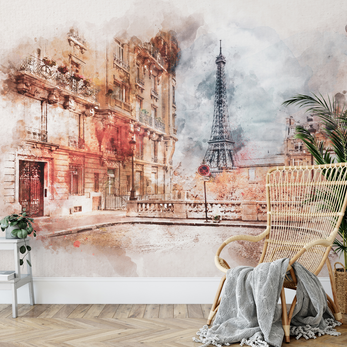 Fototapeta Akwarelowy obraz Paryż z Wieżą Eiffla
