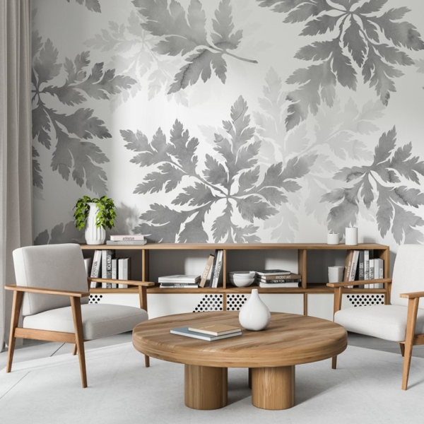 Fototapeta Liście w Odcieniach Szarości