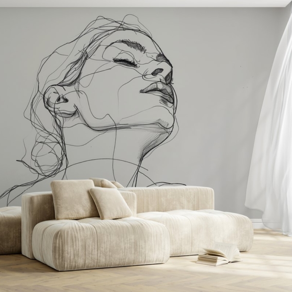 Fototapeta Szkic Linearny Kobiecej Twarzy