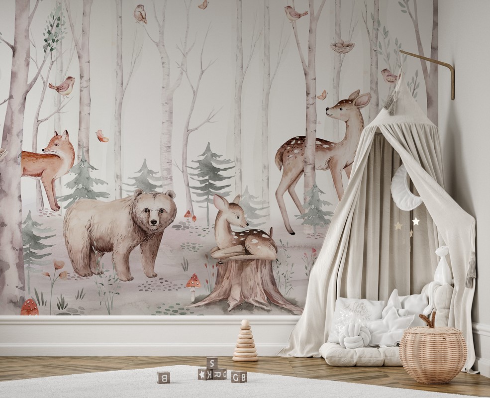 Fototapeta Leśne Zwierzęta w Delikatnym Krajobrazie